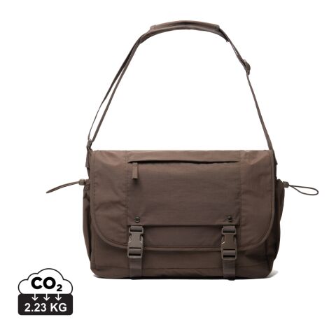 Werbeartikel KENTO URBAN 15,6" Messenger aus RCS recyceltem Nylon – braun – Umhängetaschen / Schultertaschen & Laptoptaschen mit Logo bedruckt