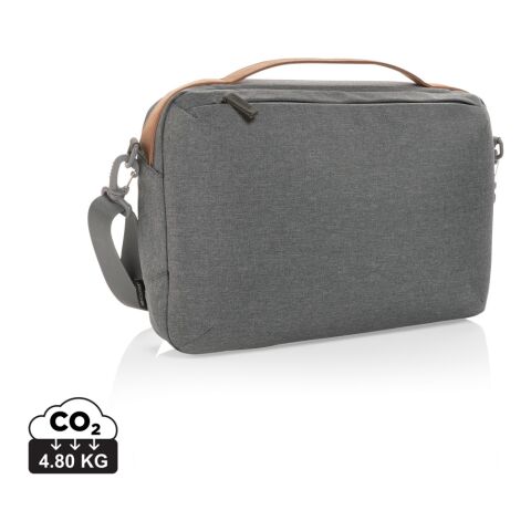 Mitarbeitergeschenk Impact AWARE 300D Deluxe Laptoptasche – grau – mit Logo bedruckt nachhaltige Tasche für 15,6 Zoll Laptops Büro & Homeoffice