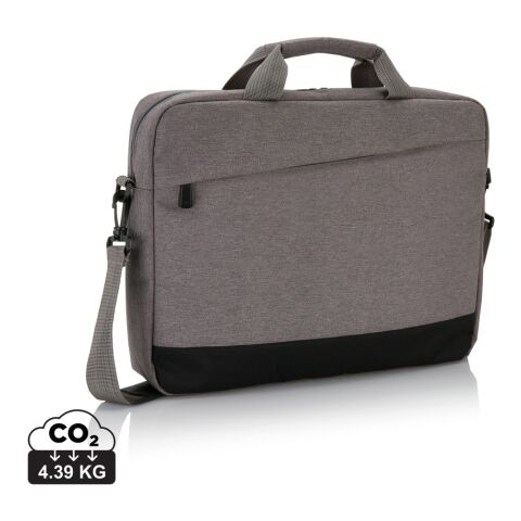 Werbeartikel Trend 15” Laptoptasche – grau-schwarz – Umhängetaschen / Schultertaschen & Laptoptaschen mit Logo bedruckt