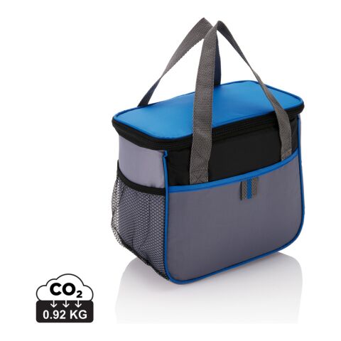 Werbeartikel Basic Kühltasche – blau-grau – mit Logo bedruckt