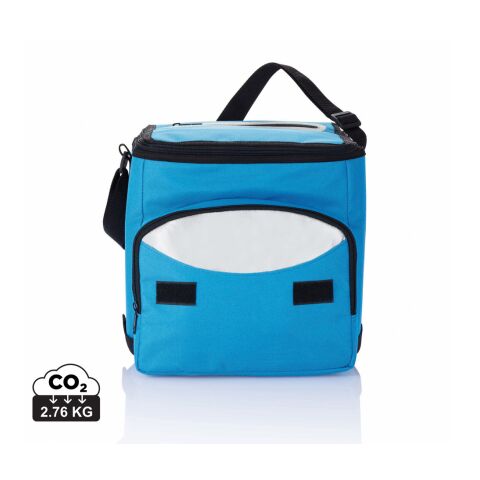 Giveaway Kühltasche – blau-silber – mit Logodruck faltbare, isolierte Cooler Bag für das Sommerfest & Firmen-Events