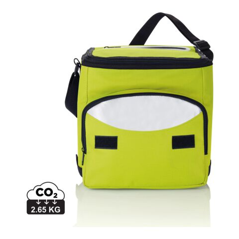 Werbeartikel Kühltasche faltbar – grün-silber – mit Logo bedruckt