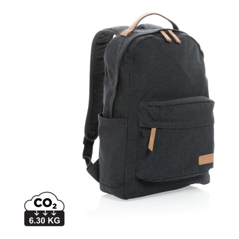 Mitarbeitergeschenk Impact AWARE rCanvas Laptoptasche – schwarz – mit Logo bedruckt nachhaltiger Rucksack für 15,6 Zoll Laptops
