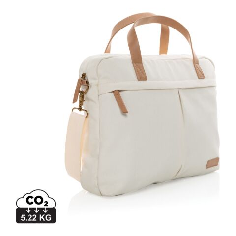 Werbeartikel Impact AWARE™ 16 oz. rCanvas Laptop-Tasche – weiß – mit Logo bedruckt