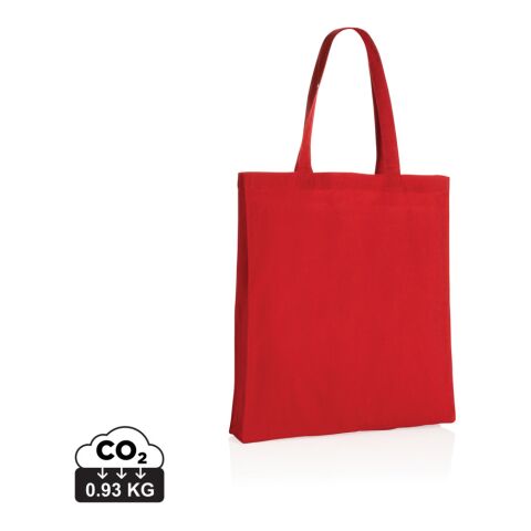 Werbeartikel Impact AWARE™ recycelte Baumwolltasche 145gr mit Boden – rot – Jutebeutel / Stoffbeutel / Baumwolltasche / Stofftasche mit Logo bedruckt