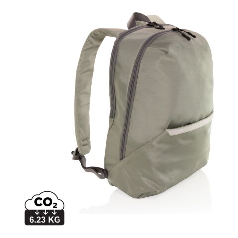 Werbemittel Impact AWARE 15.6 Zoll Laptoptasche – grün-grau – mit Logo bedruckt, nachhaltiger rPET Laptop-Rucksack für Büro & Business