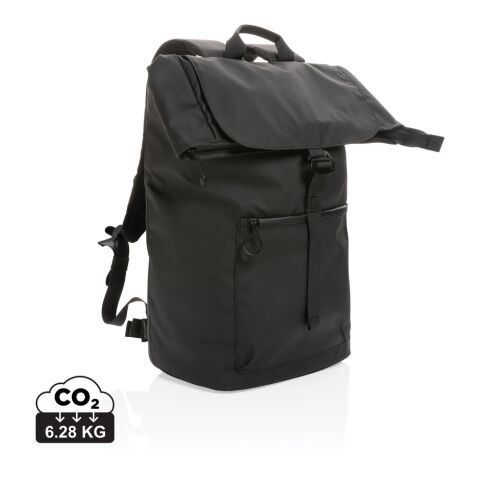Werbeartikel Impact AWARE™ RPET wasserabweisender 15.6" Laptop-Rucksack – schwarz – mit Logo bedruckt