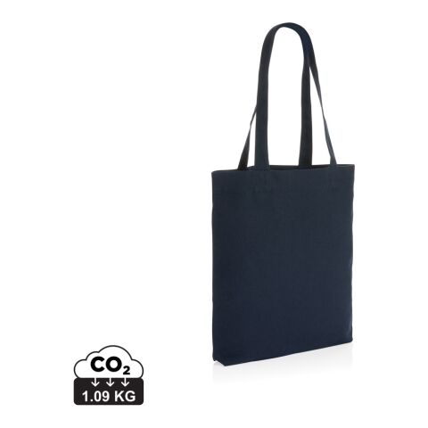 Werbeartikel Impact Aware™ 285g/m² ungefärbte rCanvas-Tragetasche – marineblau – mit Logo bedruckt