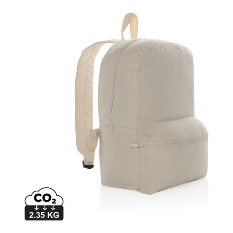 Werbeartikel Impact Aware 285g/m² Recycled Canvas-Rucksack, ungefärbt – weiß – mit Logo bedruckt