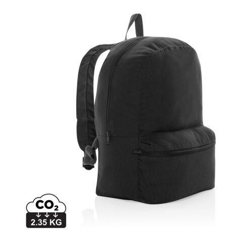 Werbeartikel Impact Aware 285g/m² Recycled Canvas-Rucksack, ungefärbt – schwarz – mit Logo bedruckt
