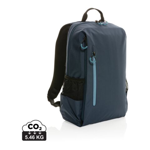 Werbeartikel "Impact AWARE Lima 15.6"" RFID Laptop-Rucksack" – navy blau-blau – mit Logo bedruckt