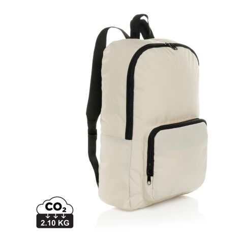 Mitarbeitergeschenk Dillon AWARE Rucksack – off white – mit Logo bedruckt nachhaltiges rPET-Modell faltbar für Büro & Reisen