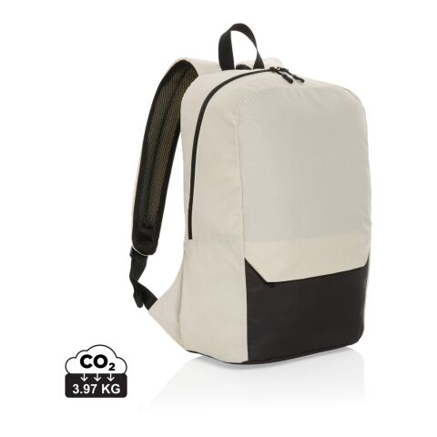 Mitarbeitergeschenk Kazu AWARE Laptop-Rucksack – off white – mit Logo bedruckt nachhaltiges recyceltes RPET für 15,6 Zoll Laptops