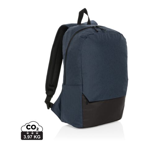 Werbegeschenk Kazu AWARE Laptop-Rucksack – blau – mit Logo bedruckt nachhaltiger 15,6 Zoll Rucksack aus recyceltem Polyester