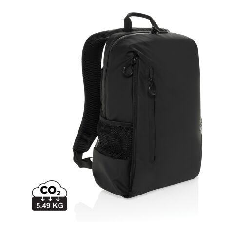 Werbeartikel Lima Aware RPET wasserabweisender 15,6" Laptop-Rucksack – schwarz – mit Logo bedruckt