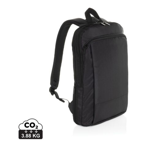 Mitarbeitergeschenk Flexpack Aware Expandable Slim Laptoptasche – schwarz – mit Logo bedruckt nachhaltiger Rucksack für 15,6 Zoll Laptops