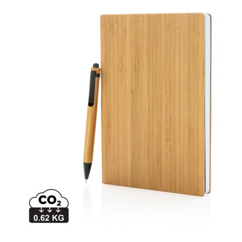 A5 Bambus Notizbuch &amp; Stift braun | ohne Werbeanbringung | Nicht verfügbar | Nicht verfügbar