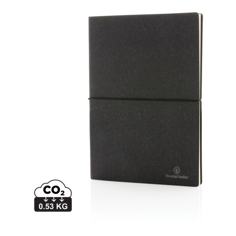 Firmengeschenk Notizbuch A5 recyceltes Leder – grau – mit Logo bedruckt 160 Seiten 75gr Recycling-Papier nachhaltiges Journal