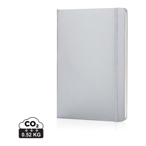 Werbeartikel Basic Hardcover Notizbuch A5 – silber – mit Logo bedruckt