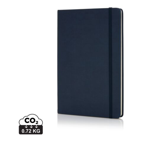 Werbeartikel Deluxe Hardcover PU A5 Notizbuch – navy blau – mit Logo bedruckt