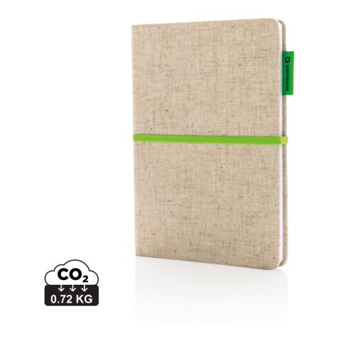 A5 Eco Jute Baumwoll-Notizbuch grün-grün | ohne Werbeanbringung | Nicht verfügbar | Nicht verfügbar