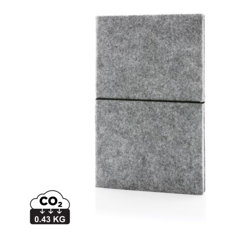 A5-Softcover-Notizbuch aus GRS-zertifiert recyceltem Filz grau | ohne Werbeanbringung | Nicht verfügbar | Nicht verfügbar
