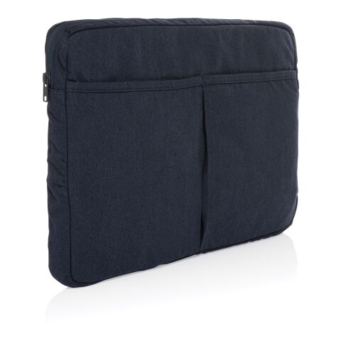 Werbeartikel "Laluka AWARE 15,6"" Laptoptasche aus recycelter Baumwolle" – marineblau – mit Logo bedruckt