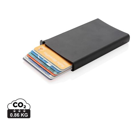 Werbeartikel Aluminium RFID Kartenhalter – schwarz – mit Logo bedruckt