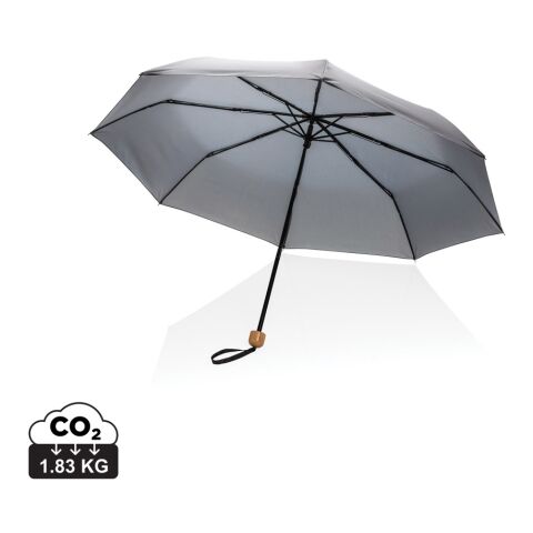Werbeartikel 20.5" Impact AWARE RPET 190T Pongee Bambus Mini-Schirm – grau – mit Logo bedruckt