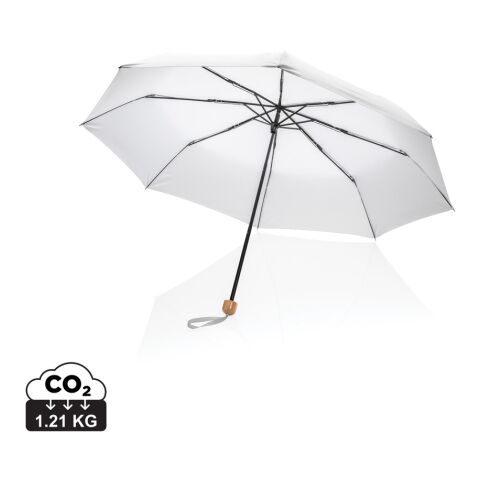20.5&quot; Impact AWARE™ RPET 190T Pongee Bambus Mini-Schirm weiß | ohne Werbeanbringung | Nicht verfügbar | Nicht verfügbar