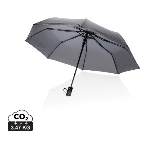 Werbeartikel 21" Impact AWARE RPET 190T Mini-Schirm automatic open – grau – mit Logo bedruckt