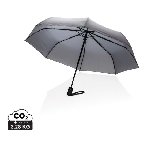 Werbeartikel 21" Impact AWARE RPET 190T Mini-Schirm automatic open/close – grau – mit Logo bedruckt