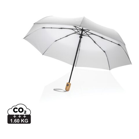21&quot; Impact AWARE™ RPET 190T Bambus-Schirm autom. open/close weiß | ohne Werbeanbringung | Nicht verfügbar | Nicht verfügbar