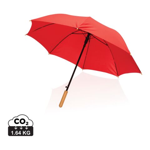 23&quot; Impact AWARE™ RPET 190T Auto-Open Bambus-Schirm rot | ohne Werbeanbringung | Nicht verfügbar | Nicht verfügbar