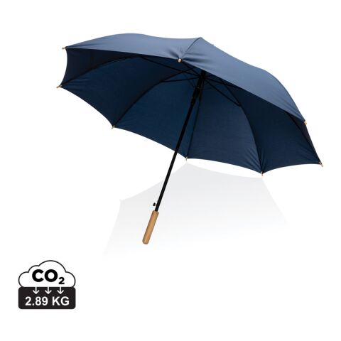 27" Impact AWARE™ RPET 190T Auto-Open Bambus-Schirm marineblau | ohne Werbeanbringung | Nicht verfügbar | Nicht verfügbar
