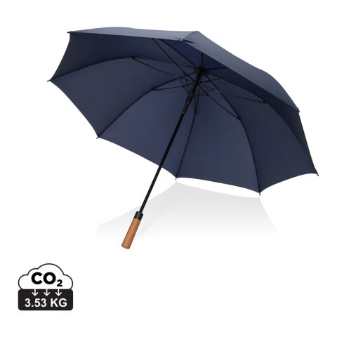 Tony Aware™ RPET 30" Schirm mit auto. Öffnung &amp; Akaziengriff navy blau | ohne Werbeanbringung | Nicht verfügbar | Nicht verfügbar