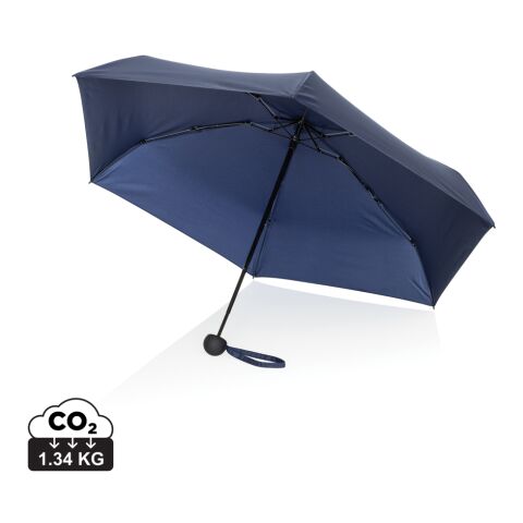 Streuartikel Taschenschirm Aware rPET – navy blau – mit individuellem Logodruck sturmfest mit Fiberglasgestell 19,5 Zoll als Messe-Giveaway