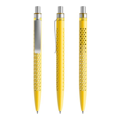 Werbeartikel Prodir QS40 Druckkugelschreiber matt mit Metallclip – gelb-silber – mit Logo bedruckt