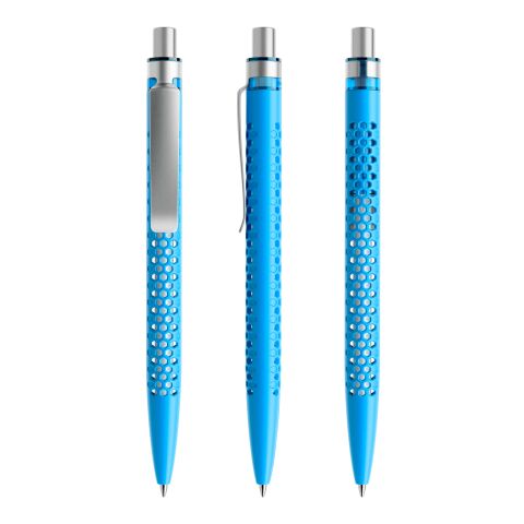 Werbeartikel Prodir QS40 Druckkugelschreiber matt mit Metallclip – hellblau-silber – mit Logo bedruckt