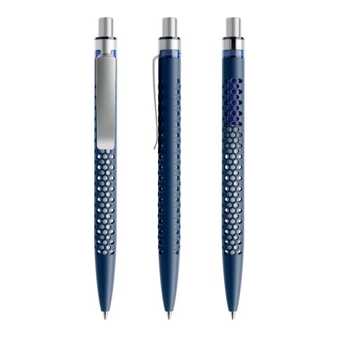 Werbeartikel Prodir QS40 Druckkugelschreiber matt mit Metallclip – marineblau-silber – mit Logo bedruckt