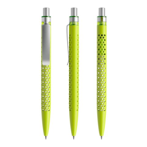 Werbeartikel Prodir QS40 Druckkugelschreiber matt mit Metallclip – hellgrün-silber – mit Logo bedruckt