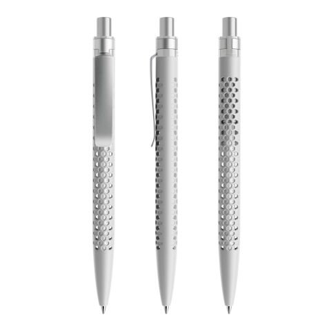 Werbeartikel Prodir QS40 Druckkugelschreiber matt mit Metallclip – hellgrau-silber – mit Logo bedruckt