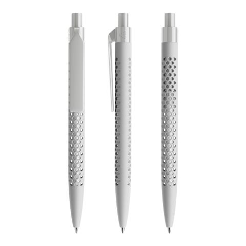 Werbeartikel Prodir QS40 Druckkugelschreiber Soft Touch – hellgrau – mit Logo bedruckt