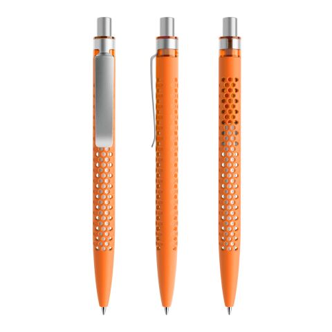 Werbeartikel Prodir QS40 Druckkugelschreiber Soft Touch mit Metallclip – orange-silber – mit Logo bedruckt