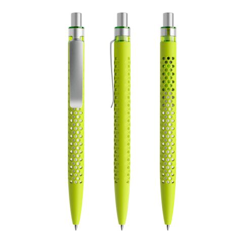 Werbeartikel Prodir QS40 Druckkugelschreiber Soft Touch mit Metallclip – hellgrün-silber – mit Logo bedruckt