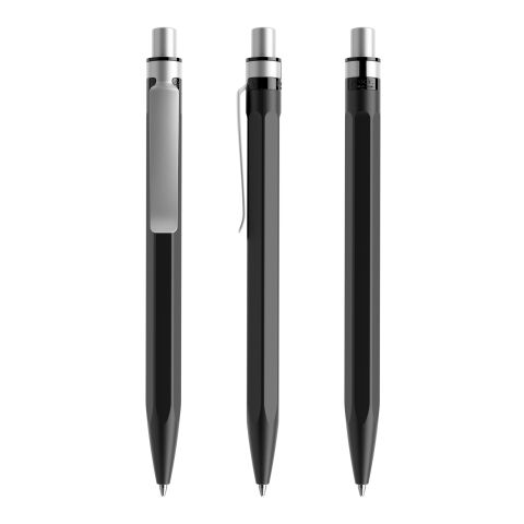 Werbeartikel Prodir QS50 Druckkugelschreiber matt mit Metallclip – schwarz-silber – mit Logo bedruckt