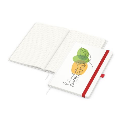 Firmengeschenk Notizbuch Match-Book – rot – mit individuellem Werbedruck 100% Recyclingpapier 192 Seiten DIN A4 nachhaltiges Journal