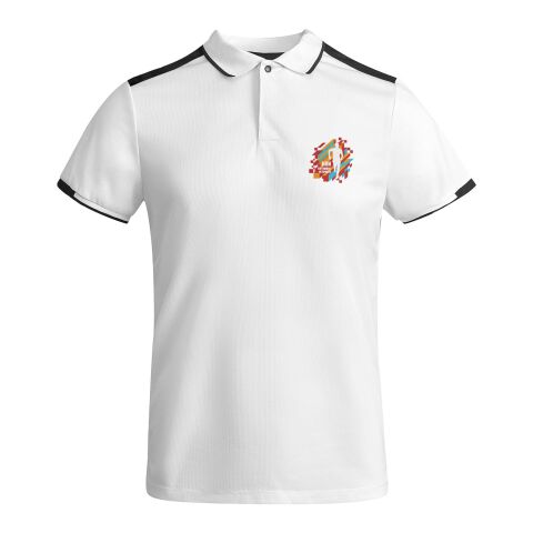 Werbeartikel Tamil Sport Poloshirt für Herren – weiss-schwarz – 2XL – mit Logo bedruckt