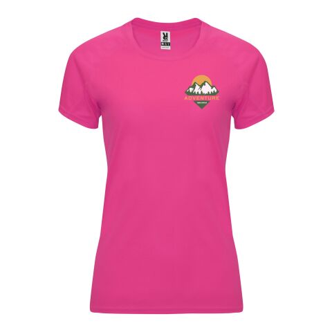 Teamkleidung Bahrain Funktionsshirt Damen – pink fluor – mit Logo bedruckt 48h Express-Druck Funktionsgewebe UV-Schutz Gr. XL