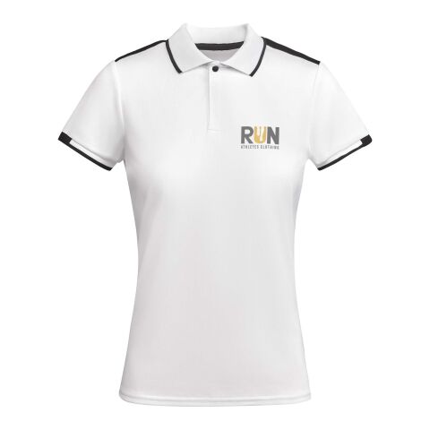 Werbeartikel Tamil Sport Poloshirt für Damen – weiß-schwarz – S – mit Logo bedruckt